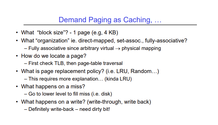 Demand paging as caching