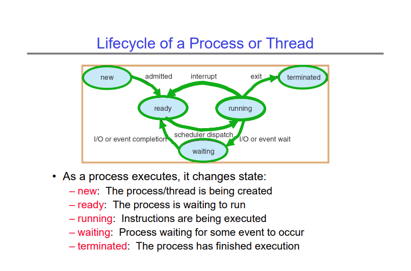 Lifecycle of a process/thread